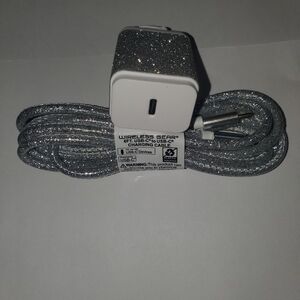 Wireless Gear Silver USB-C Charging Cable 6ft & Wall Block